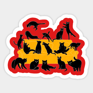 Cute Black Cats on the Couch Sticker